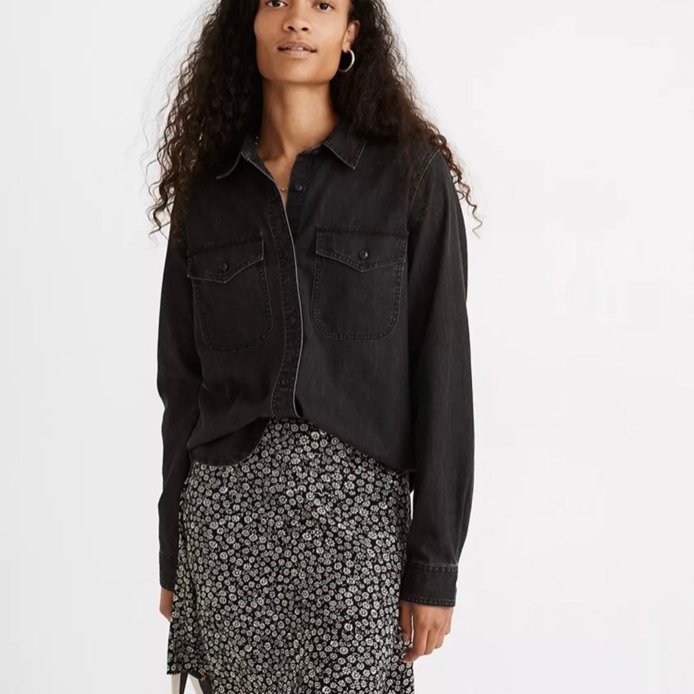 Madewell Denim Button Up Shirt Lunar Wash Black